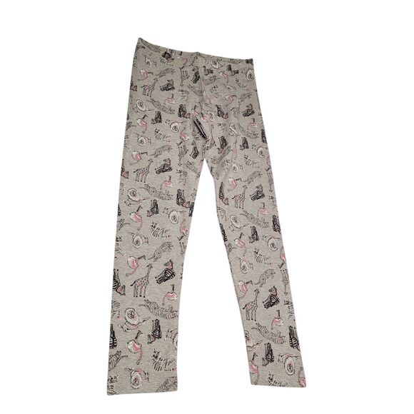 Spotted Zebra Girls Casual Zoo Animals Printed Gray Leggings Size Large (10) - Picture 1 of 9